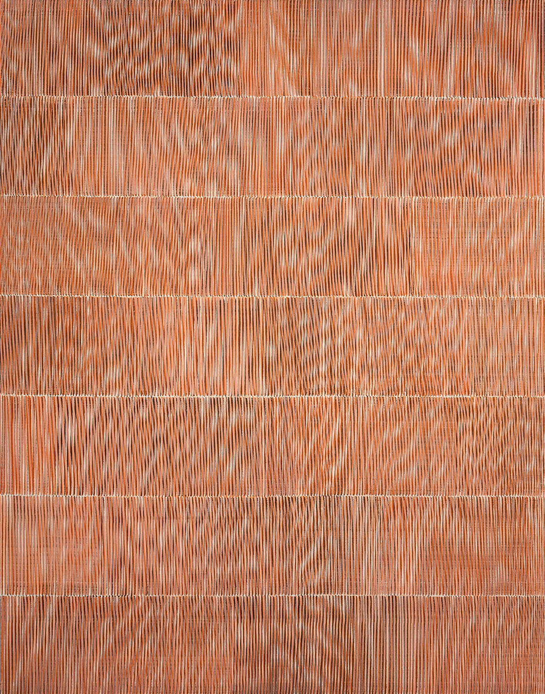 Nikola Dimitrov, Rhythmen Rot II, 2023, Pigmente, Bindemittel auf Leinwand, 140  110 cm